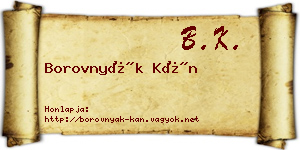 Borovnyák Kán névjegykártya